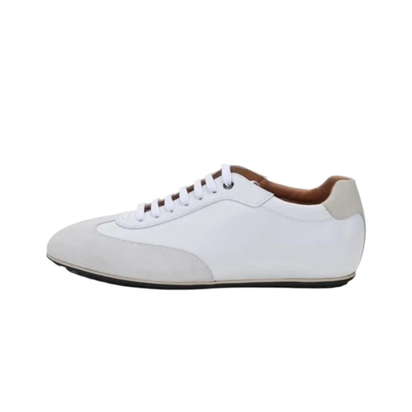 BOSS Hugo Boss Italian Portobello Leather Suede Sneakers White Size 10 WORN ONCE - Picture 3 of 14